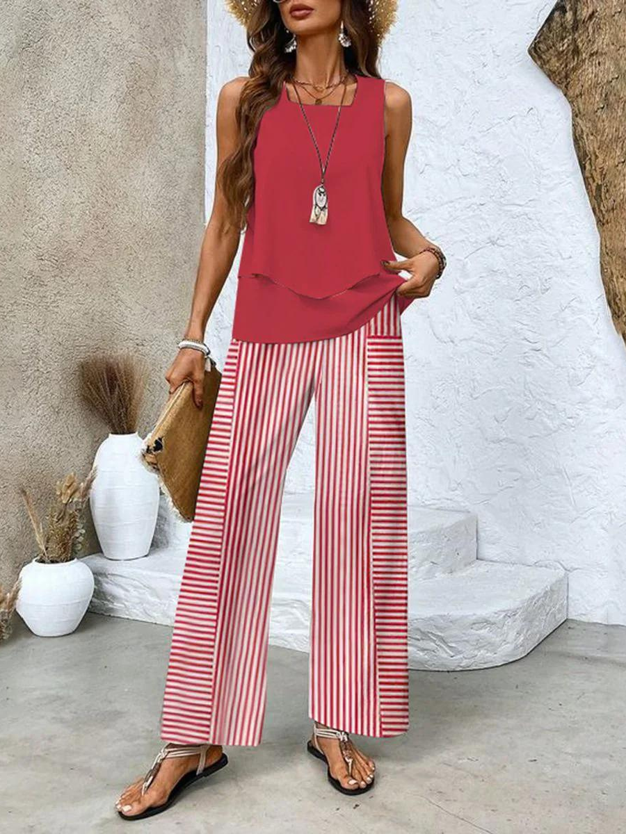 Della Women's Co-ord Set with Wide Legs with a Round Neck and an All-over Print, photo 2