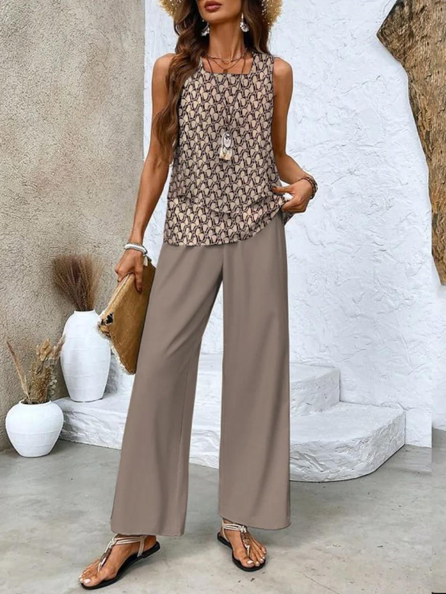 Della Women's Co-ord Set with Wide Legs with a Round Neck and an All-over Print, photo 4