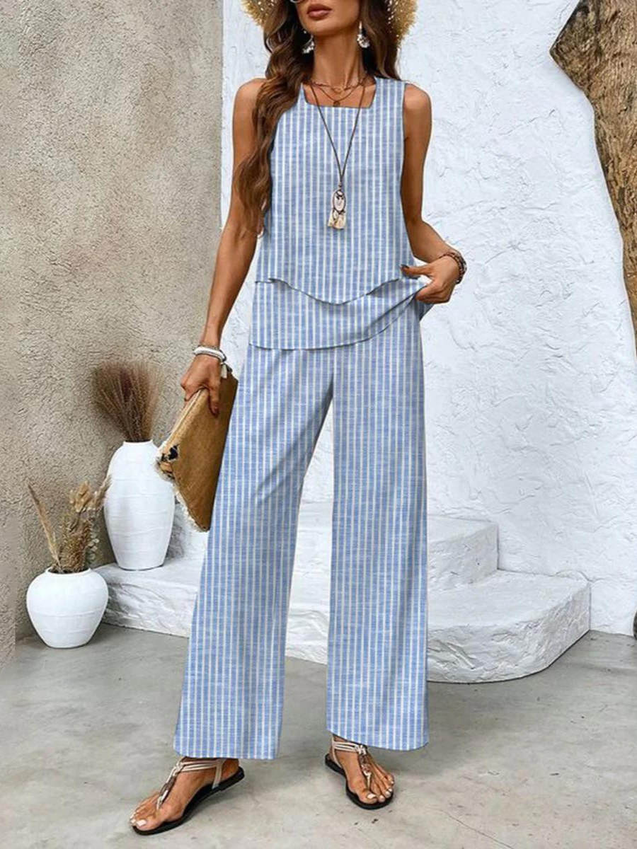 Della Women's Co-ord Set with Wide Legs with a Round Neck and an All-over Print, photo 5