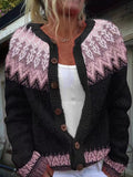 Delphine Women's Cardigan with Buttons and a Nordic Knit Pattern, photo 1