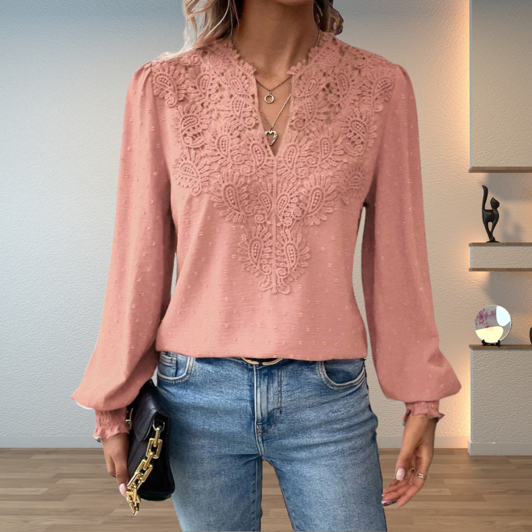 Dorothy Women's Blouse with a V-neck and Lace, photo 5