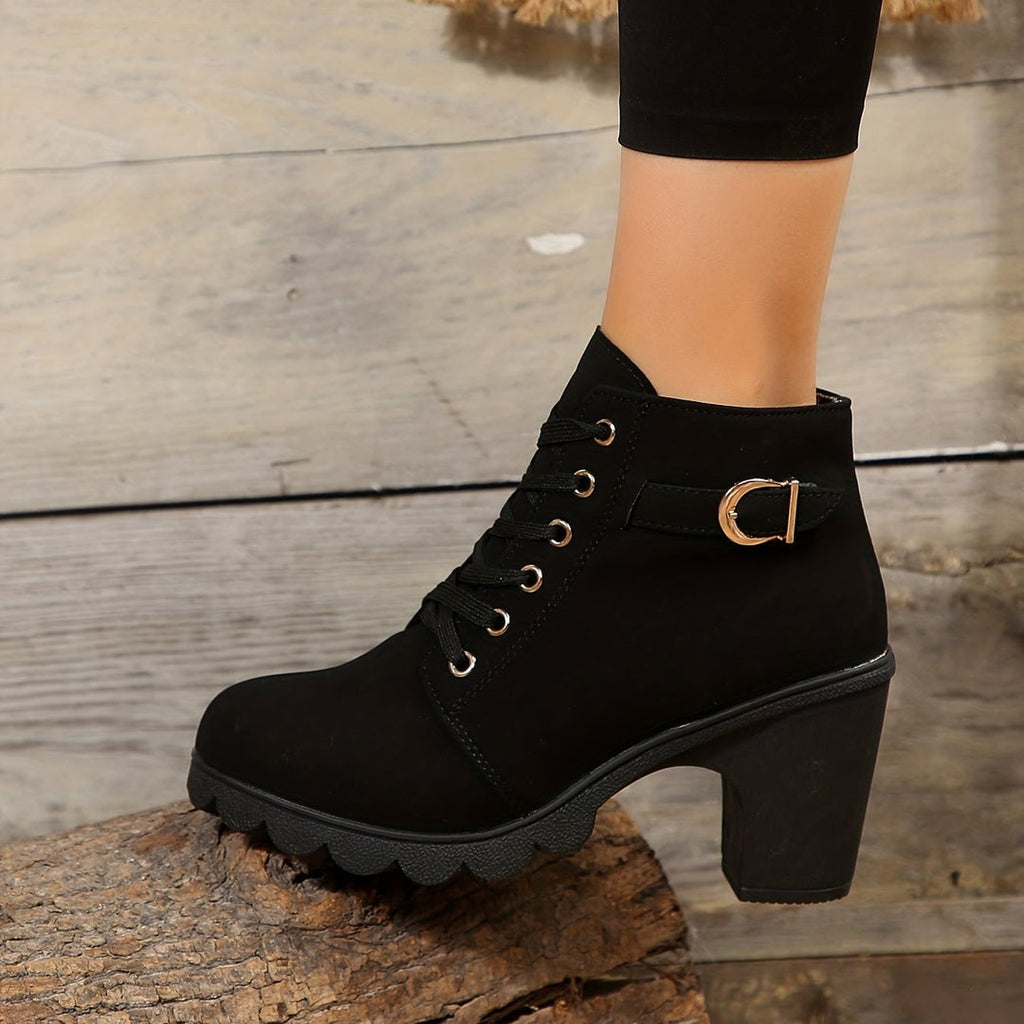 Elise Women's Ankle Boots with Laces and a Block Heel, photo 2