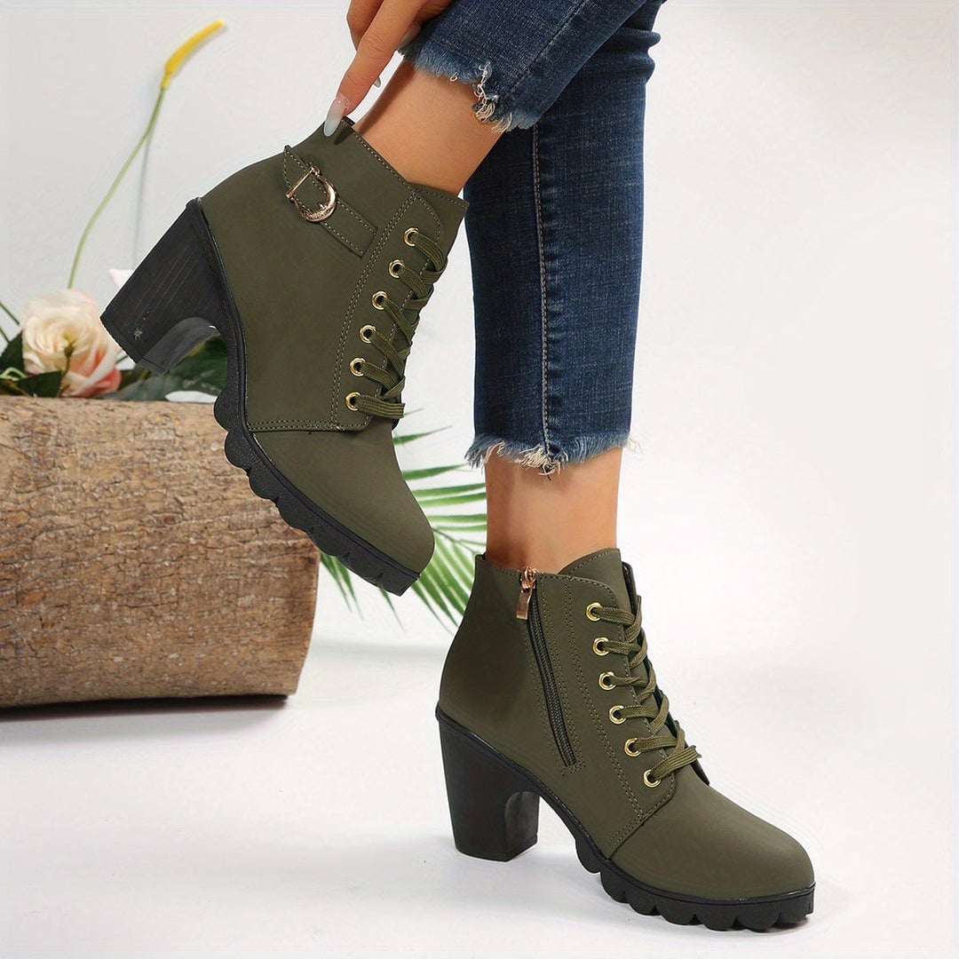 Elise Women's Ankle Boots with Laces and a Block Heel, photo 4