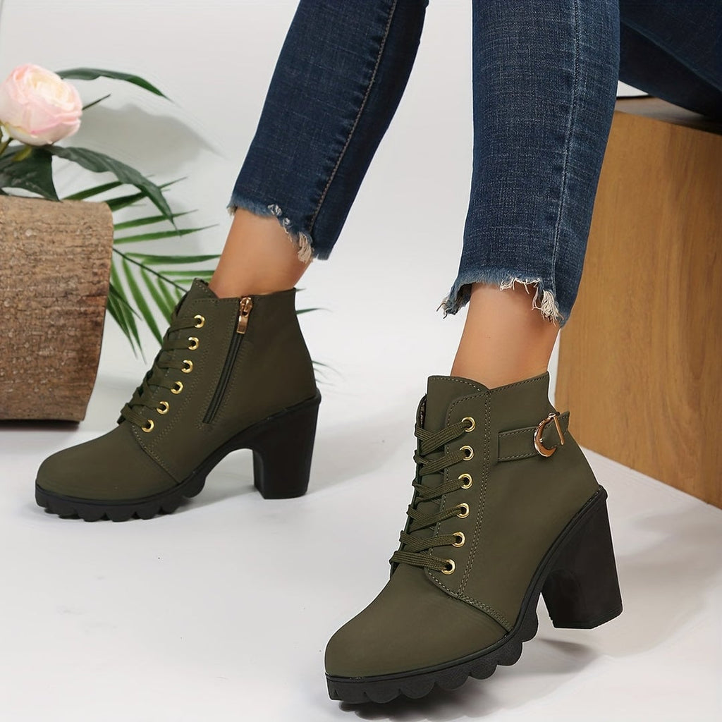 Elise Women's Ankle Boots with Laces and a Block Heel, photo 5