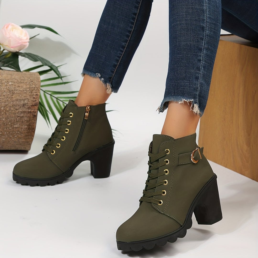 Elise Women's Ankle Boots with Laces and a Block Heel, photo 5