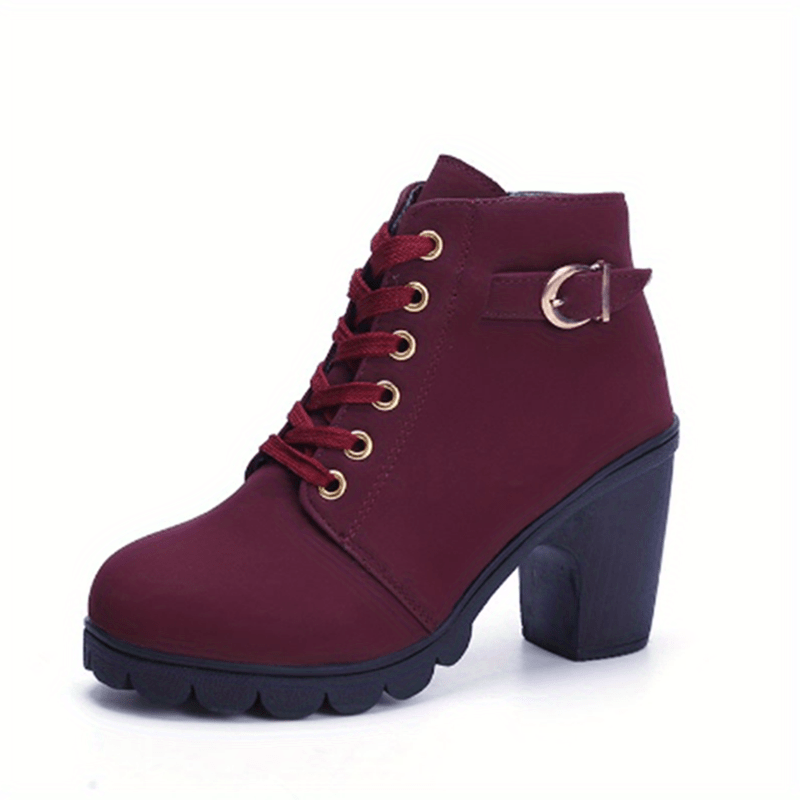 Elise Women's Ankle Boots with Laces and a Block Heel, photo 6