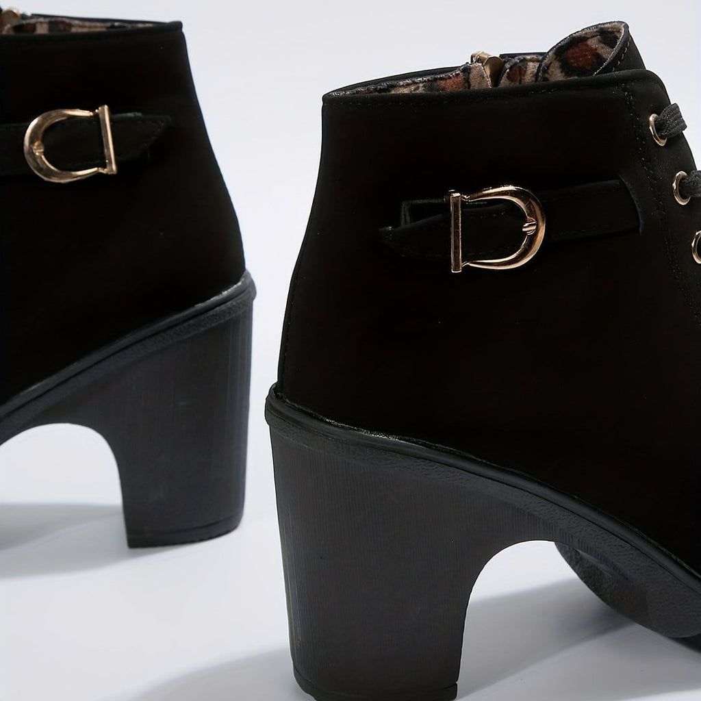 Elise Women's Ankle Boots with Laces and a Block Heel, photo 9