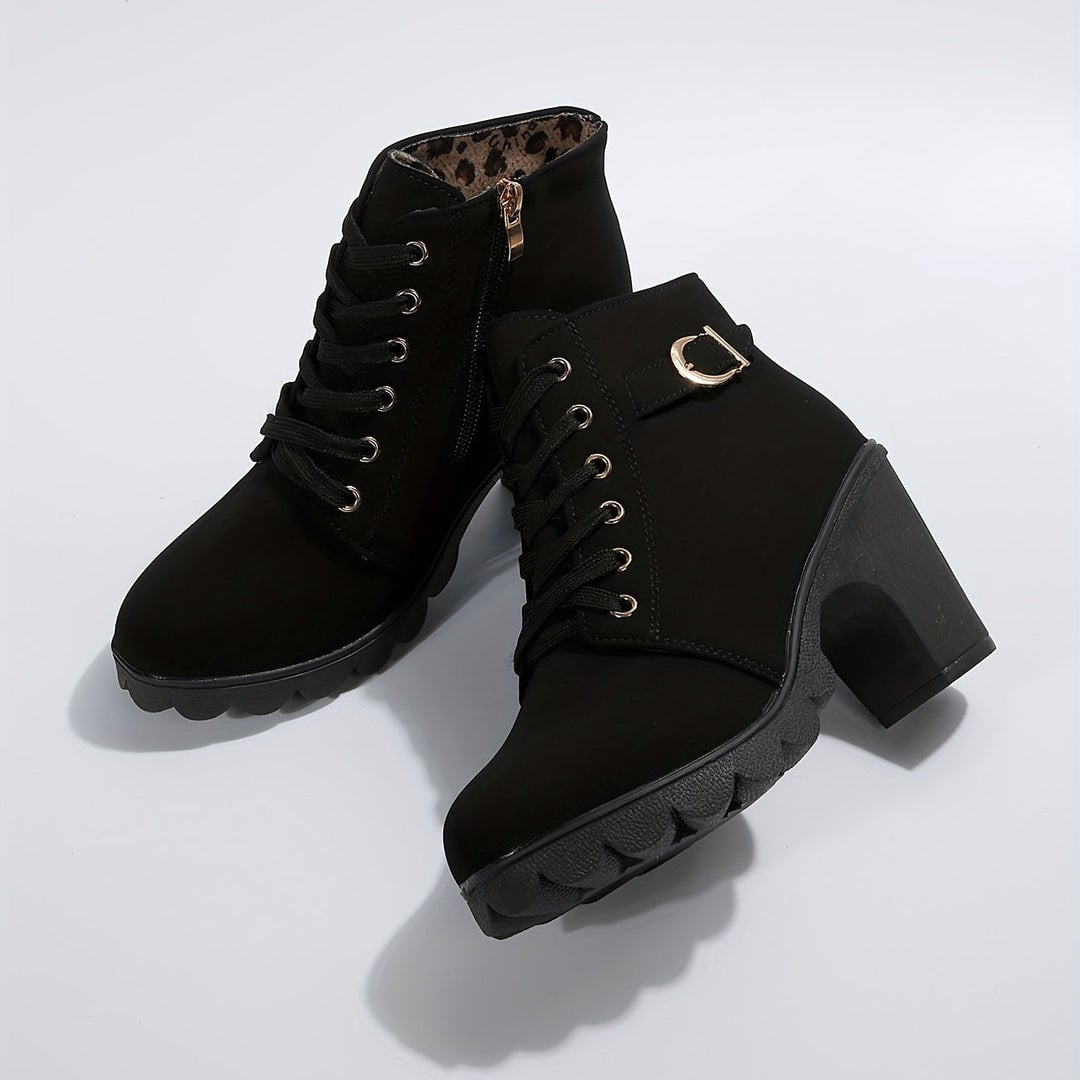 Elise Women's Ankle Boots with Laces and a Block Heel, photo 10
