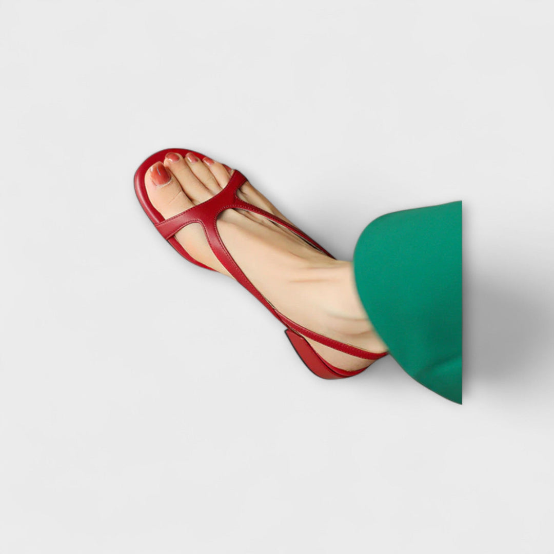 Eloise Women's Sandals with a Flat Sole in Burgundy, photo 5