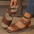 Elsa Women's Sandals with a Wedge Heel in Brown, photo 1