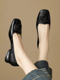 Erin | Leather Square Toe Ballet Flats