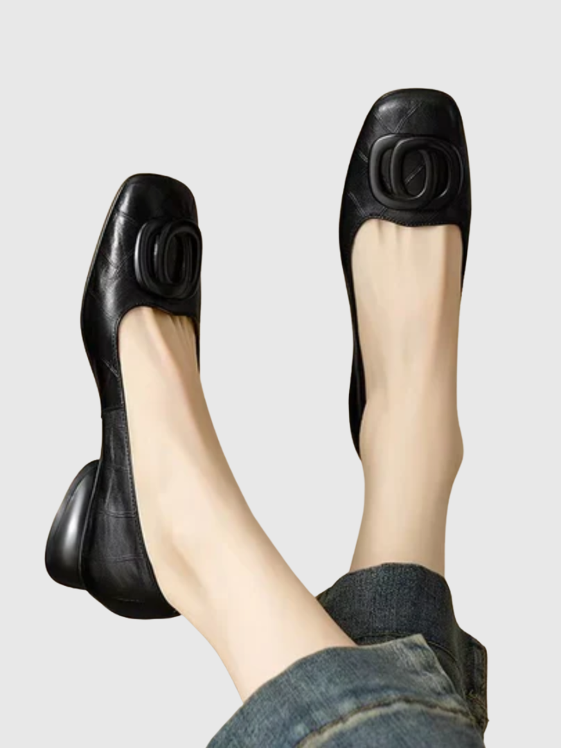Erin | Leather Square Toe Ballet Flats photo 3