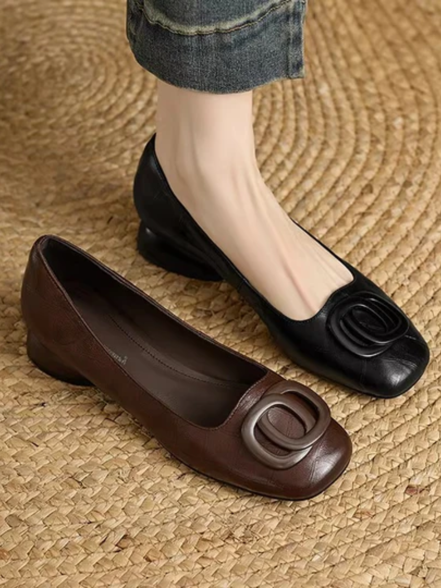 Erin | Leather Square Toe Ballet Flats photo 4