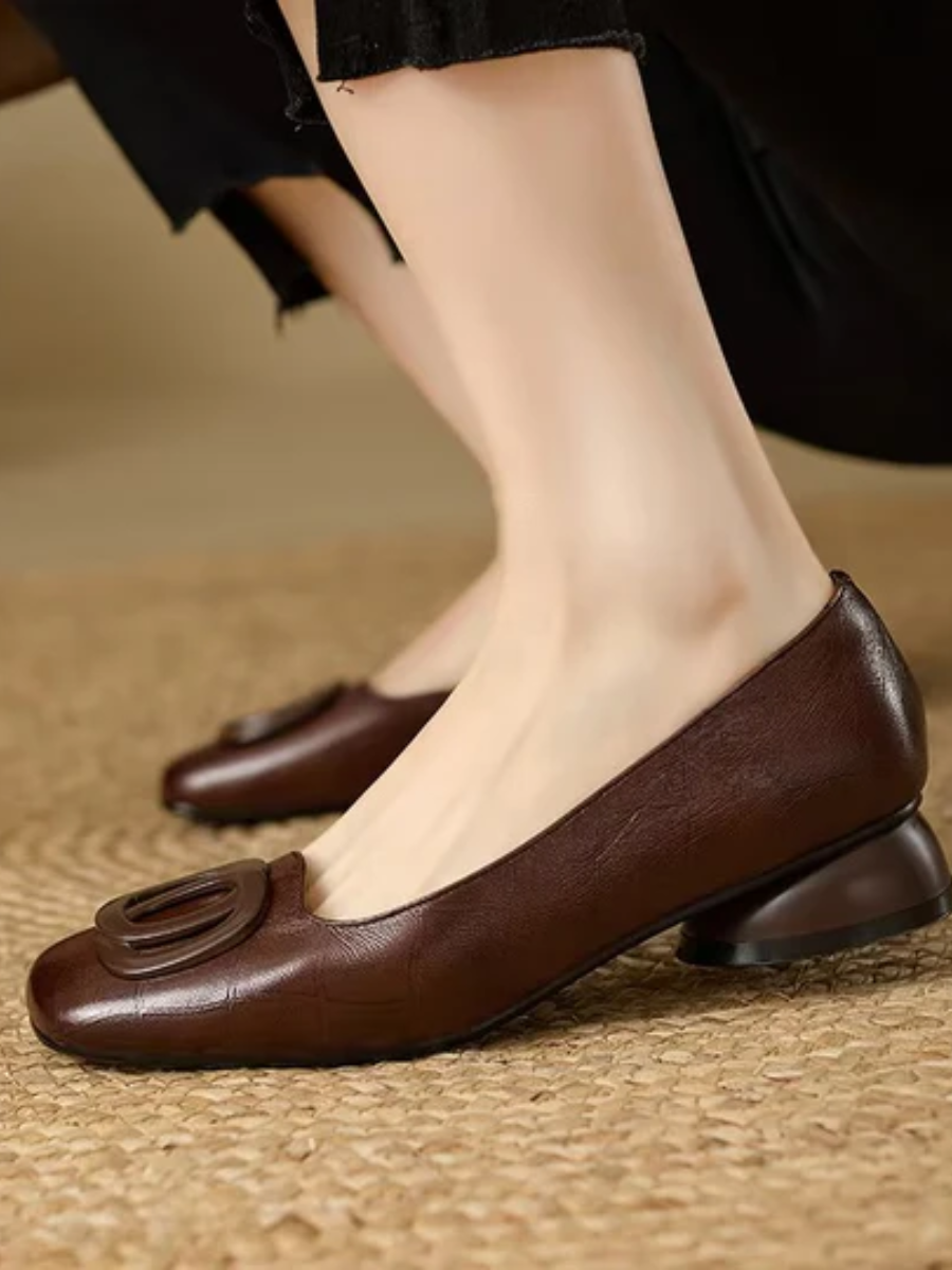 Erin | Leather Square Toe Ballet Flats photo 5