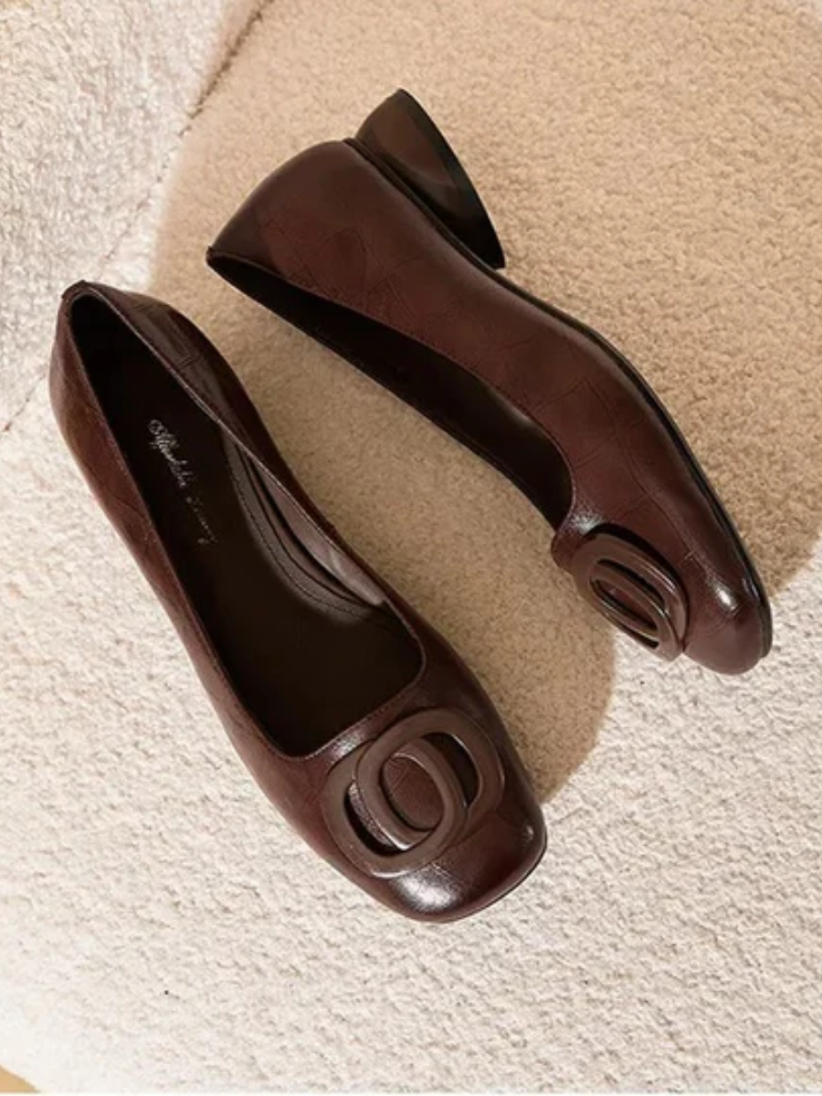 Erin | Leather Square Toe Ballet Flats photo 6