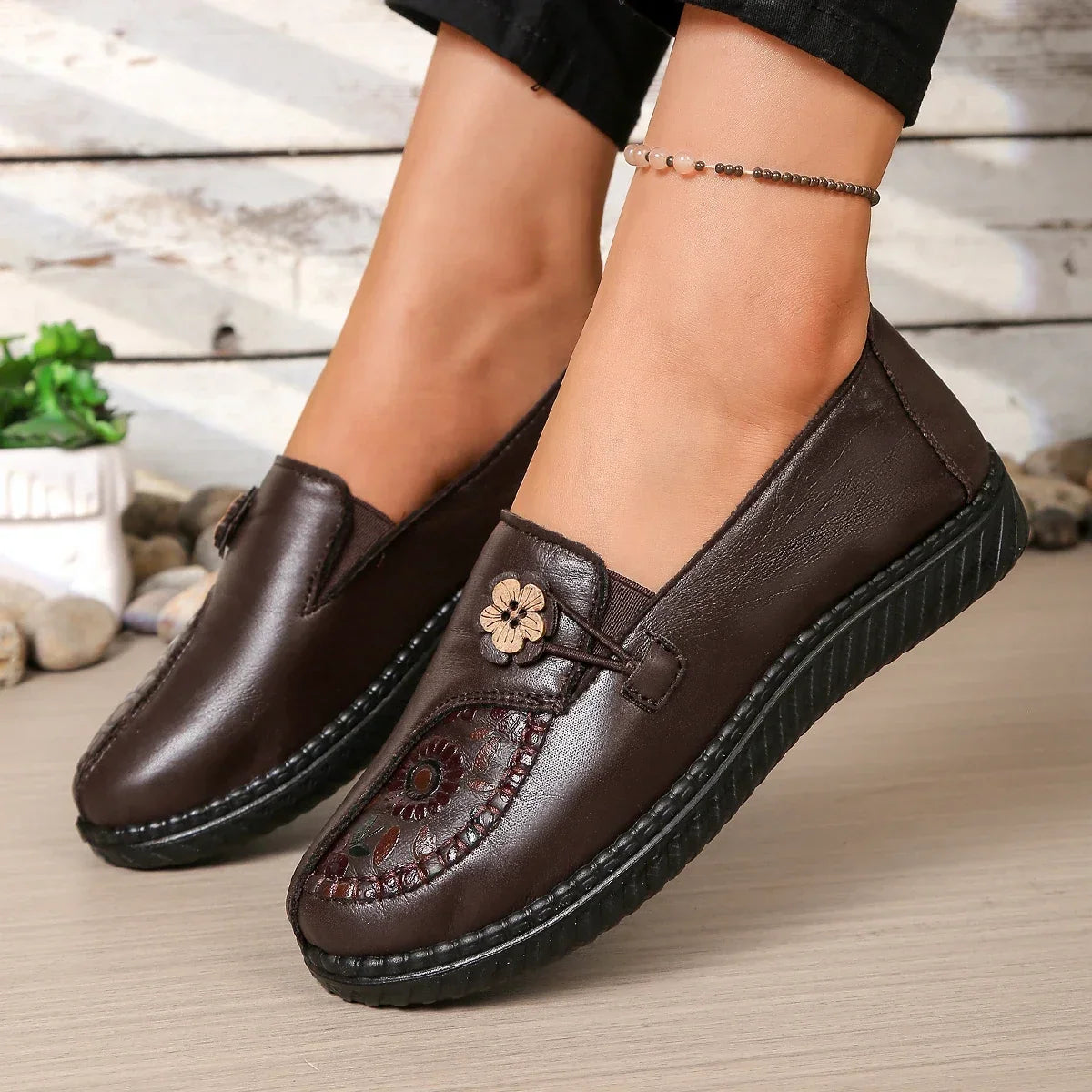 Fleur | Floral Leather Loafers photo 3