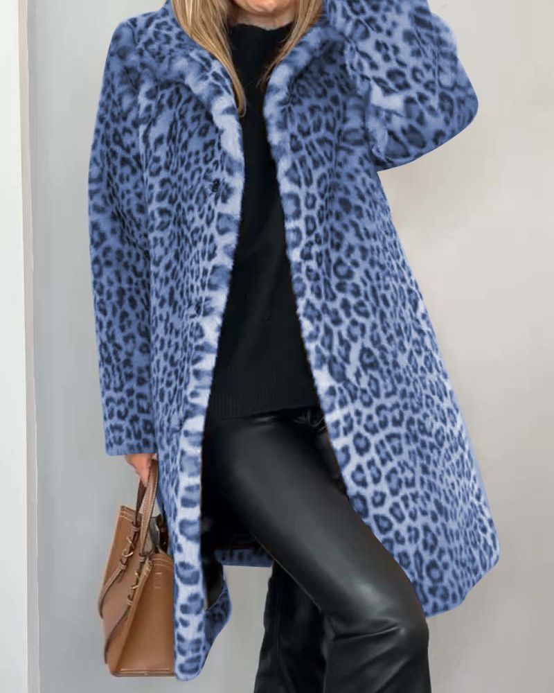 Gina Women's Coat with a Leopard Print in Khaki, photo 3