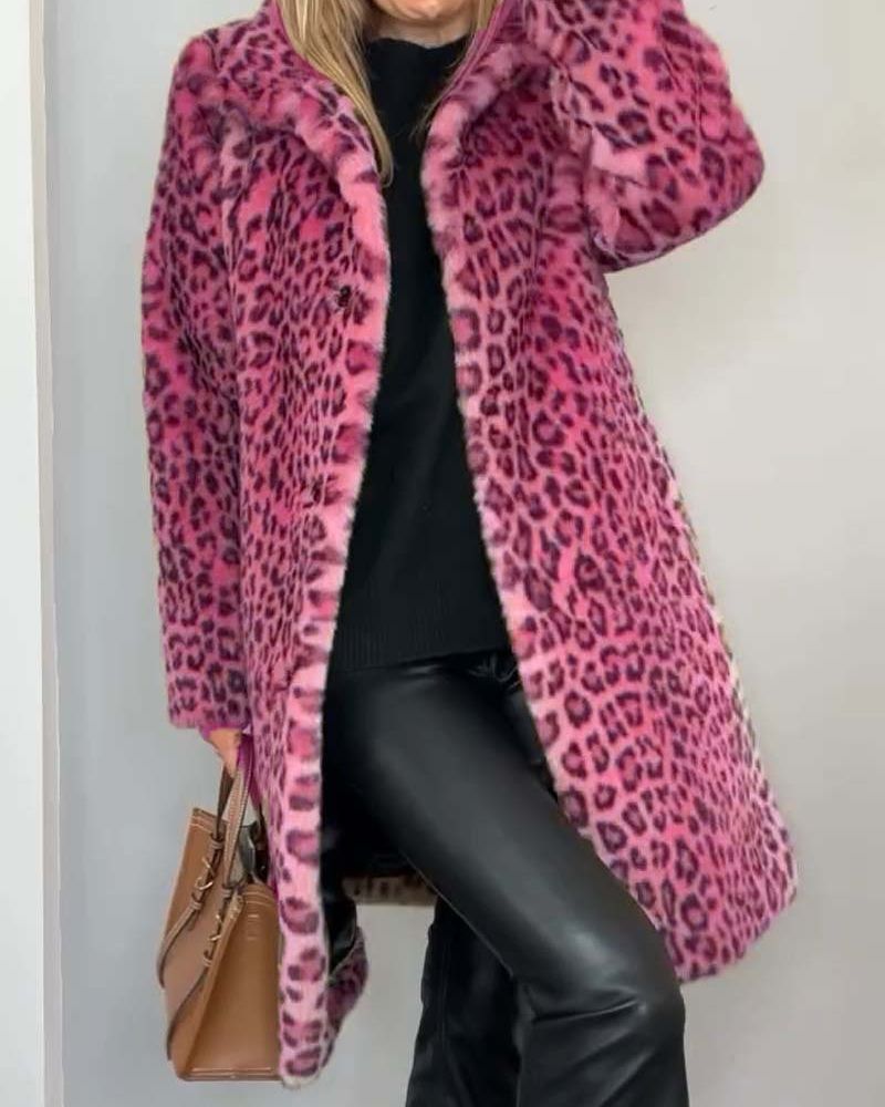 Gina Women's Coat with a Leopard Print in Khaki, photo 4