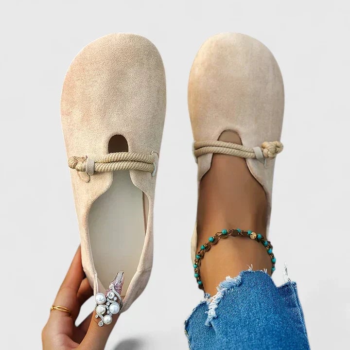 Ginger Women's Loafers with a Flat Sole in Beige, photo 1