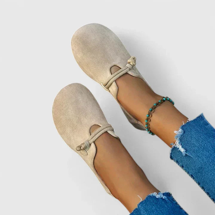 Ginger Women's Loafers with a Flat Sole in Beige, photo 3