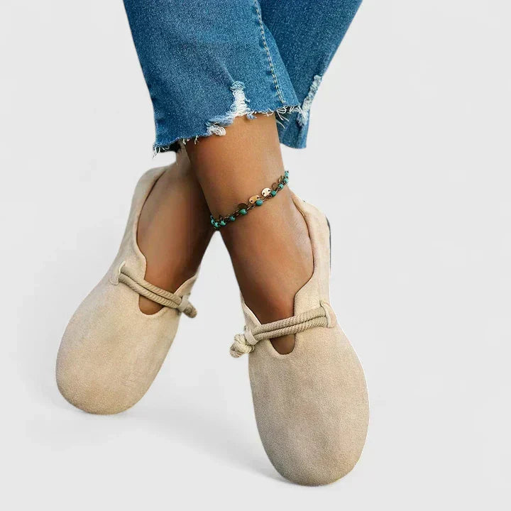 Ginger Women's Loafers with a Flat Sole in Beige, photo 5