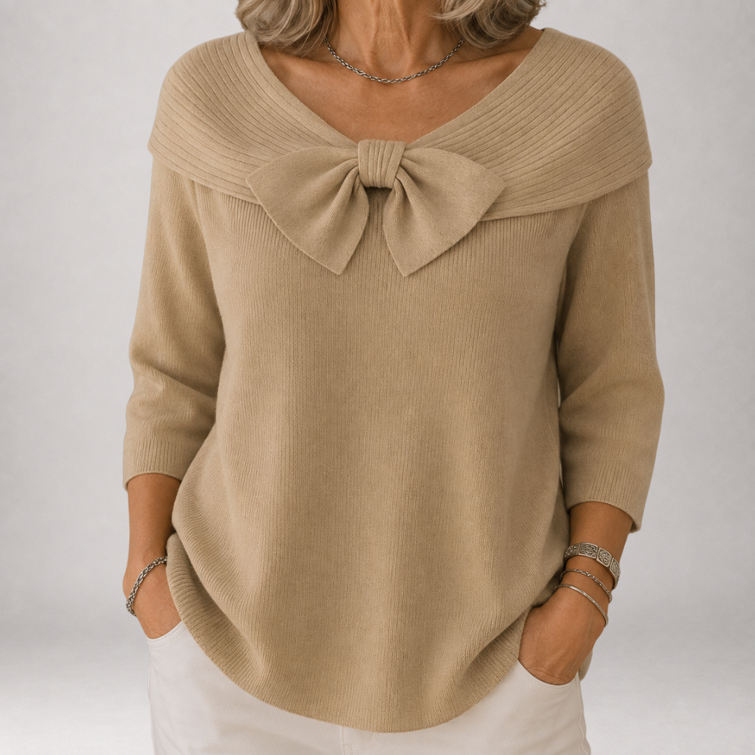 Greer | Off Shoulder Sweater with Front Bow