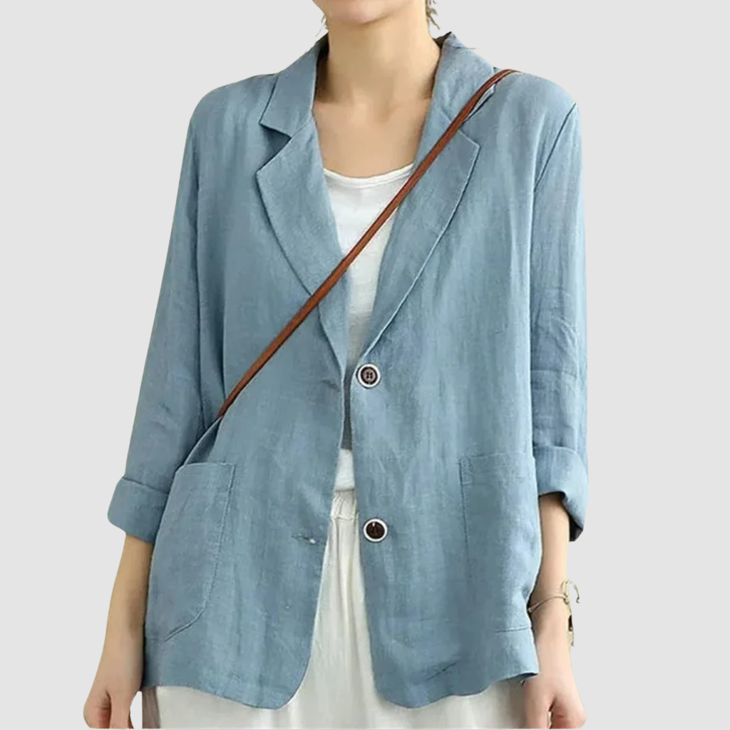 Harriet Women's Blazer in Cotton with Lapels and Pockets, photo 1