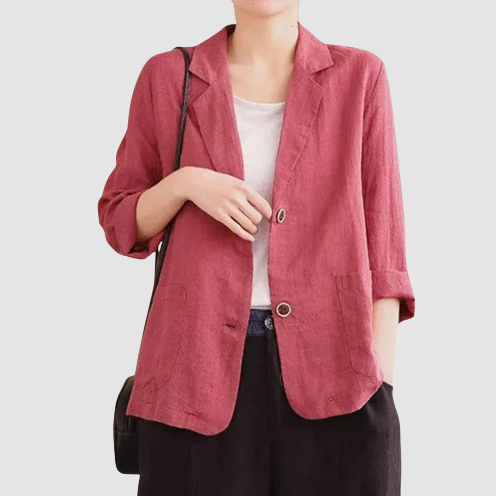 Harriet Women's Blazer in Cotton with Lapels and Pockets, photo 2
