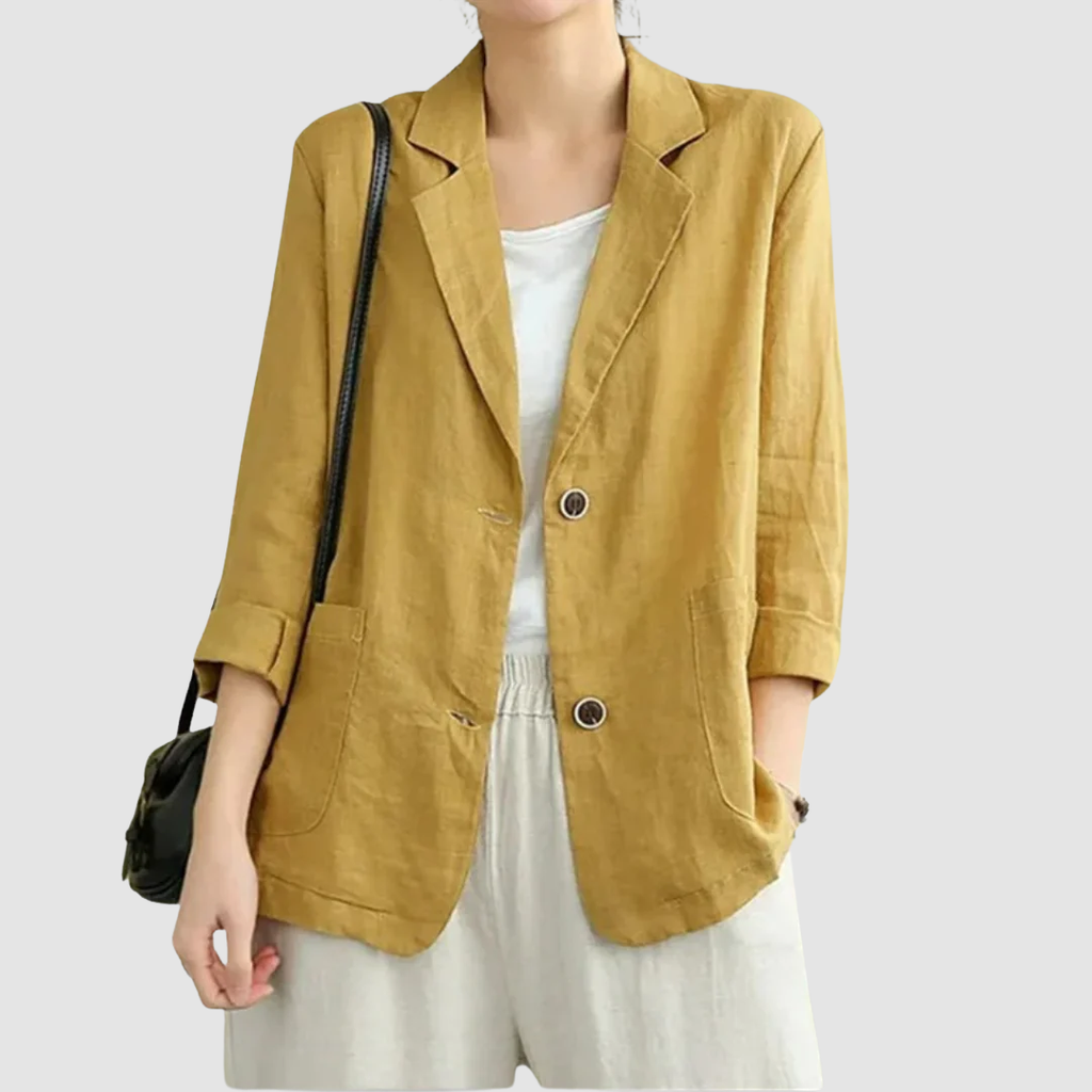 Harriet Women's Blazer in Cotton with Lapels and Pockets, photo 3