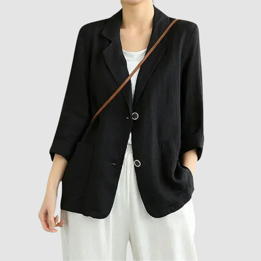 Harriet Women's Blazer in Cotton with Lapels and Pockets, photo 4