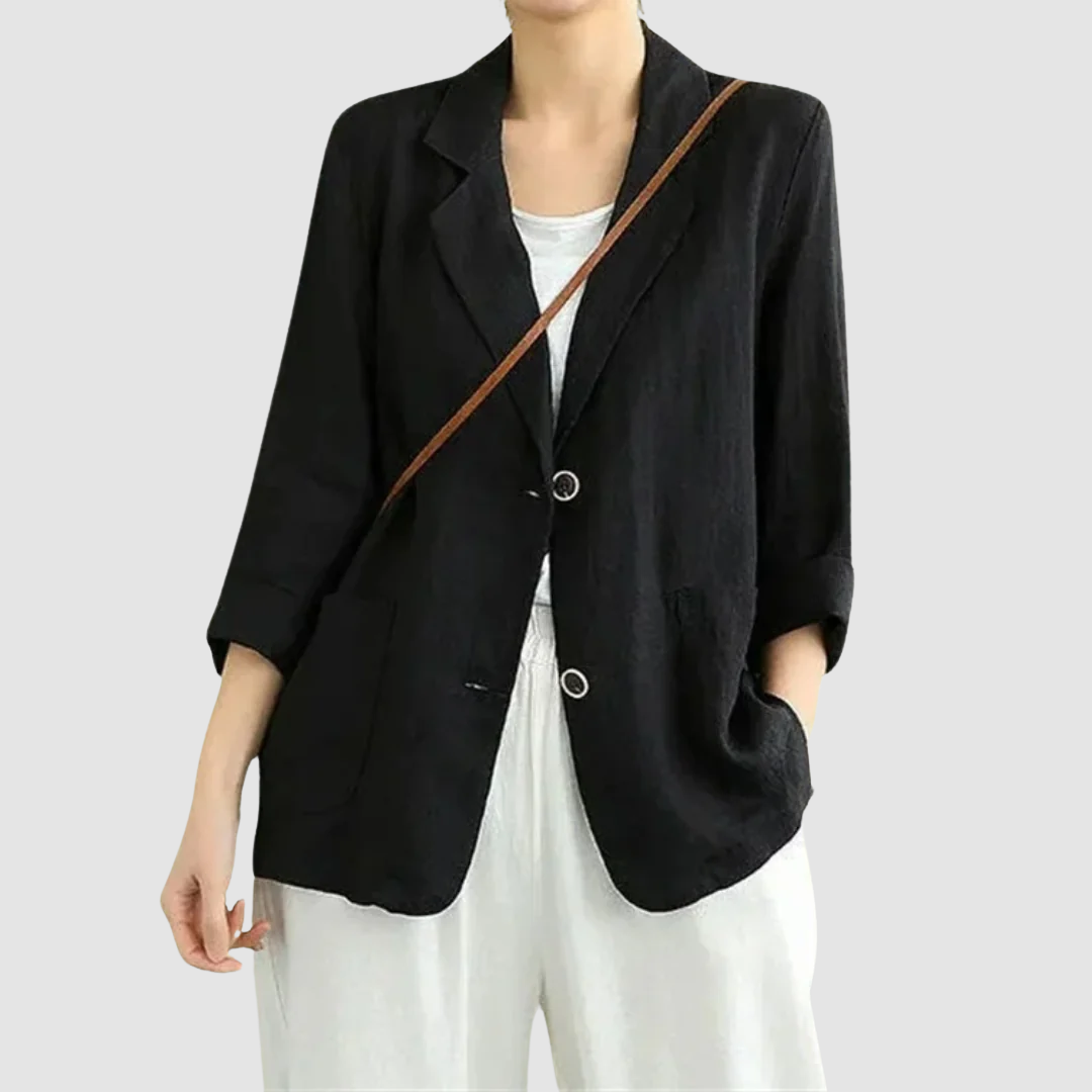 Harriet Women's Blazer in Cotton with Lapels and Pockets, photo 4