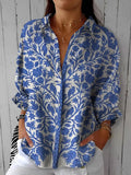 Helena Women's Blouse in a Relaxed Fit with Buttons and a Floral Print in Multi, photo 1