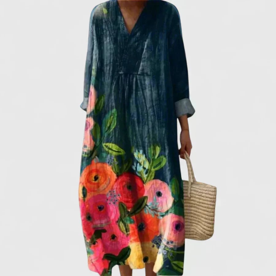 Henrietta Women's Dress in Maxi Length in Blue, photo 1