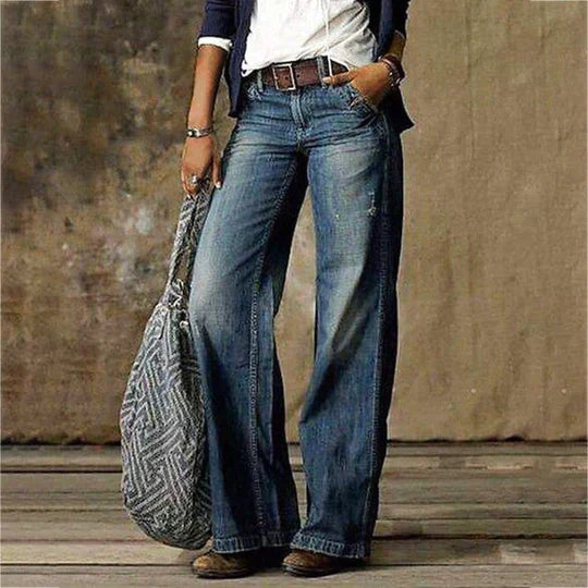 Hollie Women's Jeans in Denim with Wide Legs in Light Blue, photo 2