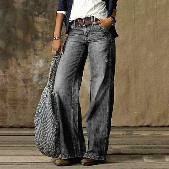 Hollie Women's Jeans in Denim with Wide Legs in Light Blue, photo 3