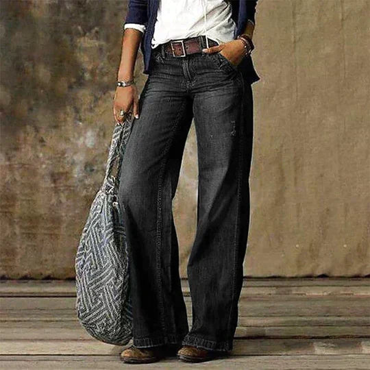 Hollie Women's Jeans in Denim with Wide Legs in Light Blue, photo 4