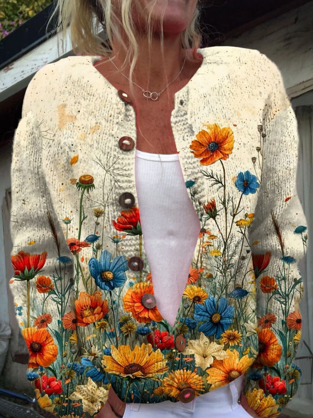 Jemima Women's Cardigan with Long Sleeves and a Floral Print, photo 1