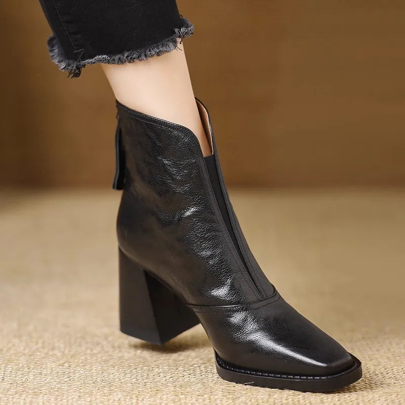 Jolene Women's Leather Ankle Boots with V Cut, photo 5