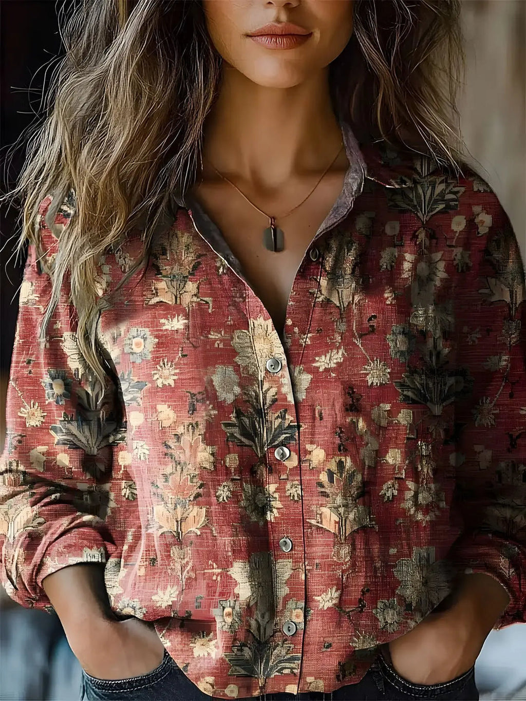 Josie Women's Blouse with Lapels and a Floral Print, photo 10