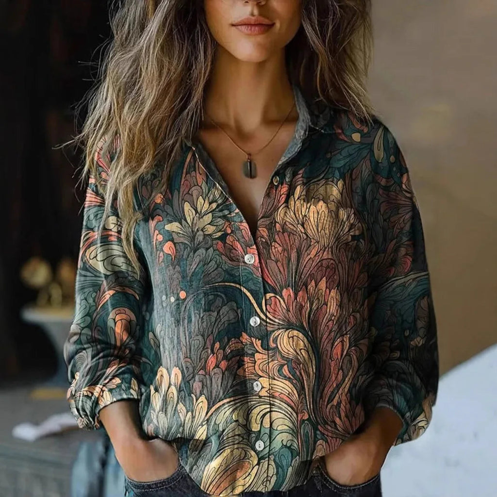 Josie Women's Blouse with Lapels and a Floral Print, photo 4