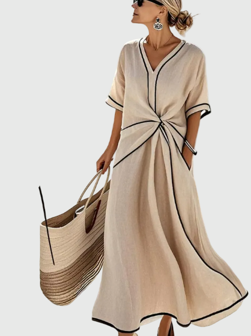 Joyce Women's Dress in Maxi Length in Beige, photo 1