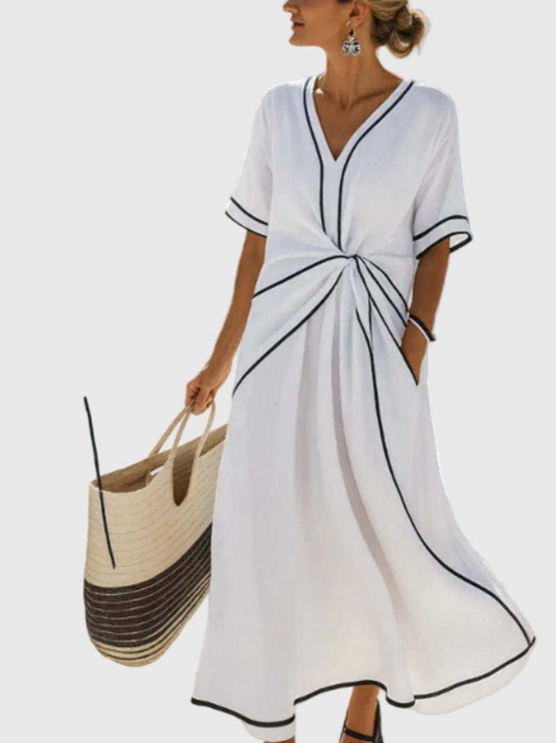 Joyce Women's Dress in Maxi Length in Beige, photo 3