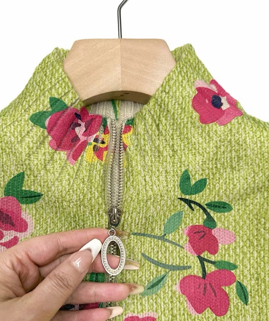 Kimberly Women's Cardigan in Knit with a Zip and a Floral Print, photo 3