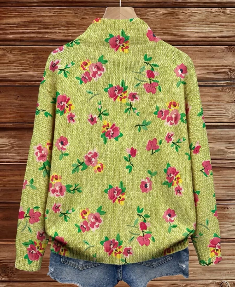 Kimberly Women's Cardigan in Knit with a Zip and a Floral Print, photo 4