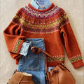 Laurel Women's Sweater in Knit with a Nordic Knit Pattern in Red, photo 1