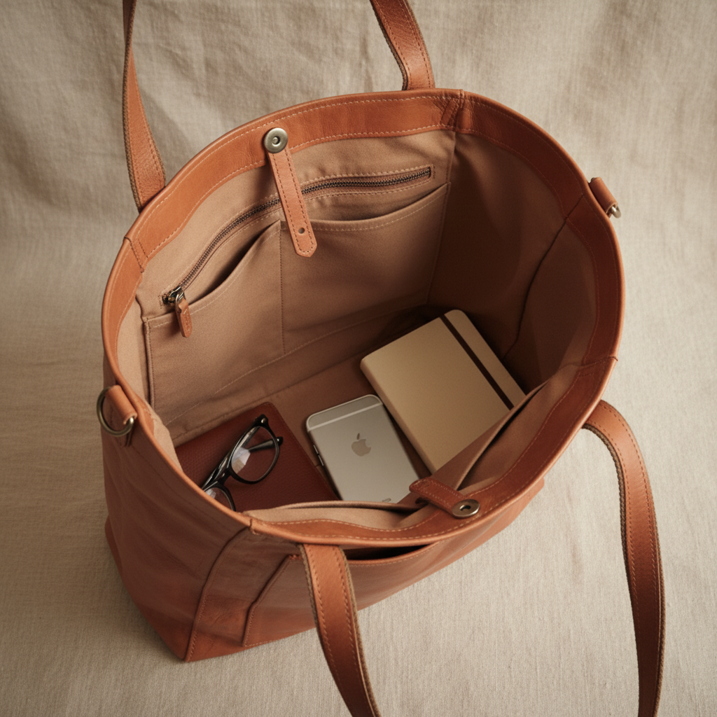 Leah Leather Shoulder Bag with Compartments, photo 7
