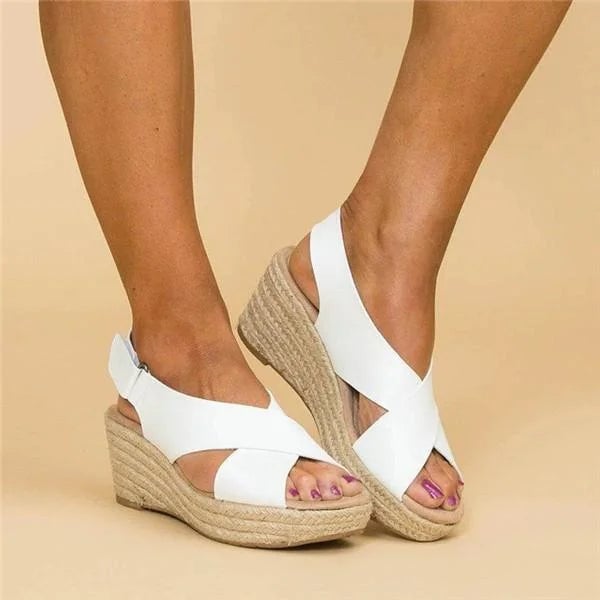 Leigh Women's Sandals with a Wedge Heel in White, photo 1