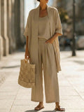 Linen Cotton Look Three Piece Set