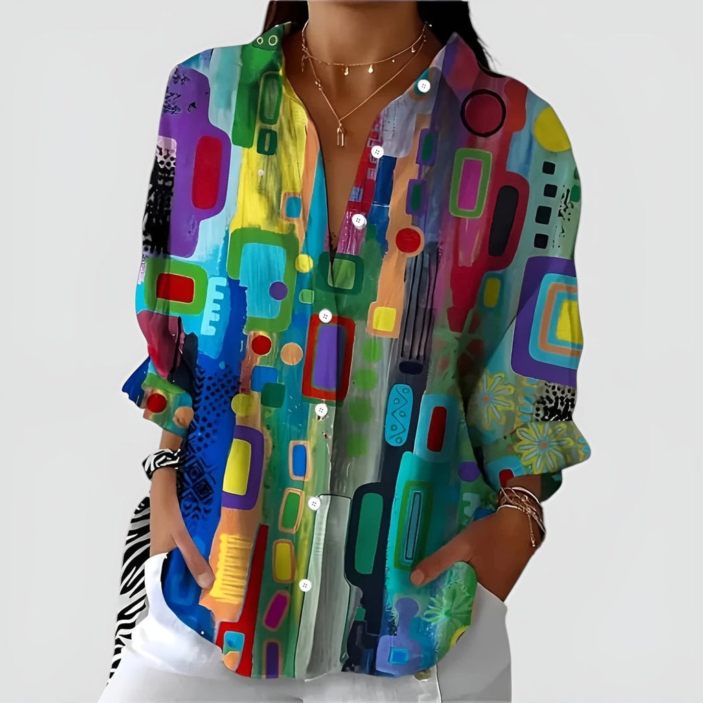 Lorna Women's Blouse in Polyester with Buttons and an All-over Print, photo 1