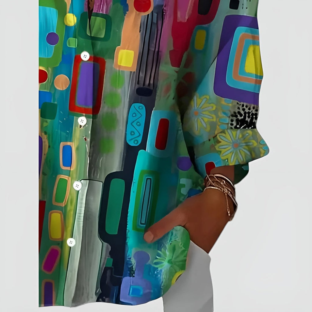 Lorna Women's Blouse in Polyester with Buttons and an All-over Print, photo 2